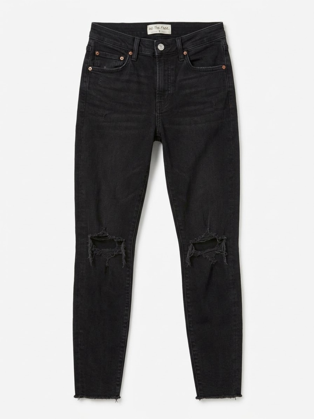 We The Free Washed Black Distressed High-Rise Skinny Jeans
